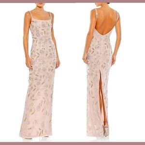 Mac Duggal Blush Embellished Maxi Dress